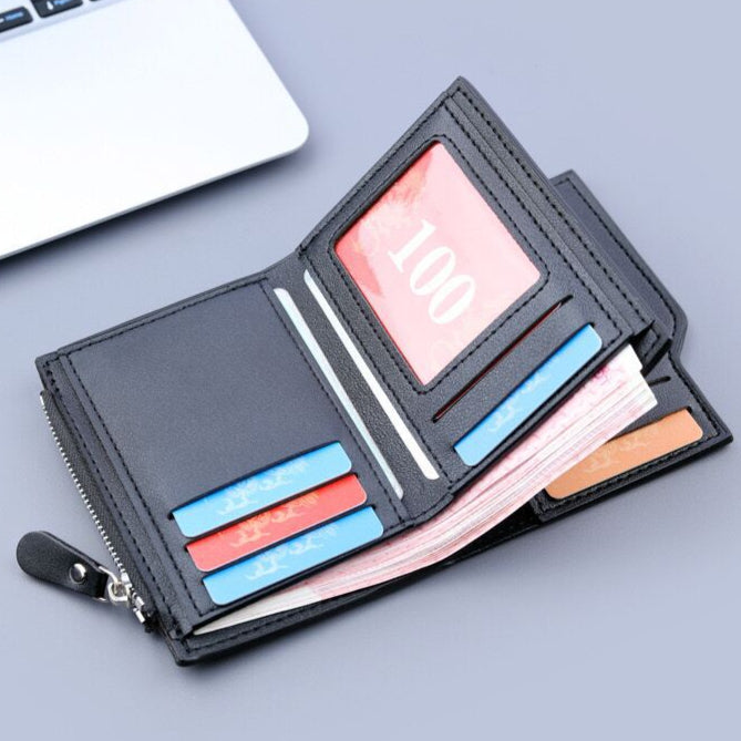 Men's Three-fold Multi-Card Zipper Wallet