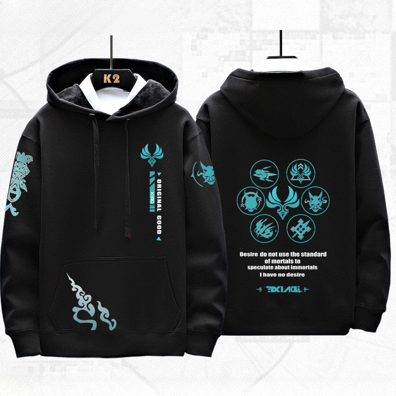Unisex Xiao Game Print Casual Hoodie
