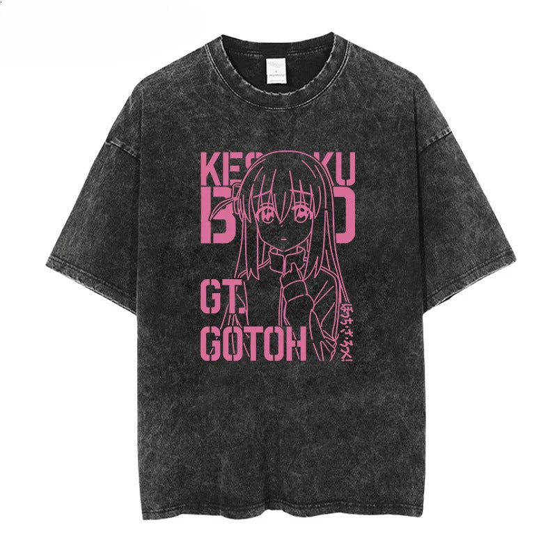 Vintage Anime Washed Short-sleeved T-shirt