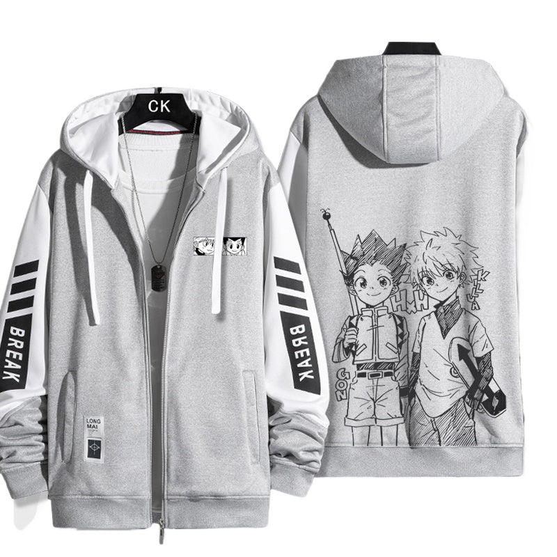 Unisex Anime Graphic Zipper Hooded Jacket