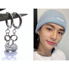Circle Buckle Smiley Face Earrings