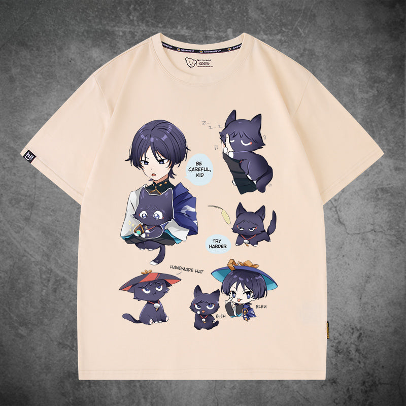 Unisex Game Cat Cotton Short-sleeved T-shirt