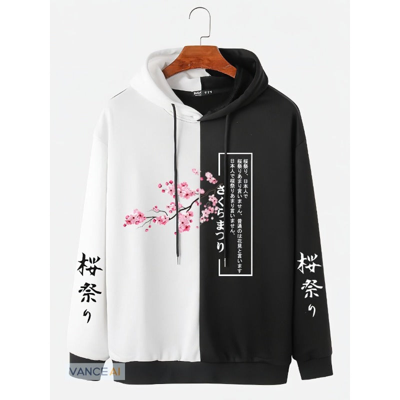 Plum Blossom Mountain Ink Casual Pullover Digital Hoodie