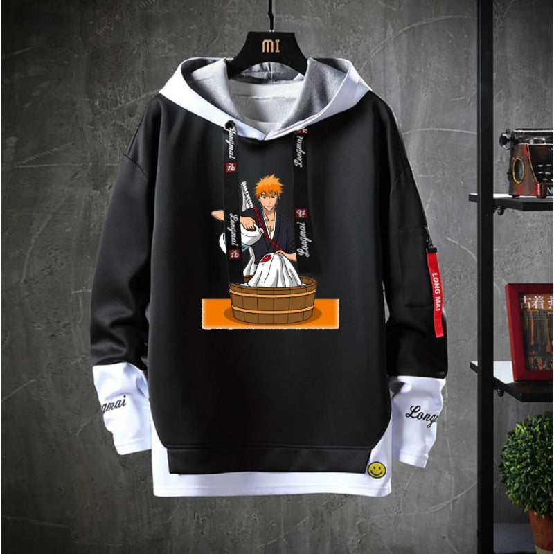 Trendy Men's Anime Loose Pullover Hoodie