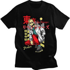 Unisex Anime Graphic Printed Casual Black T-shirt