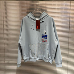Martin Inspired Distressed Zipper Hoodie