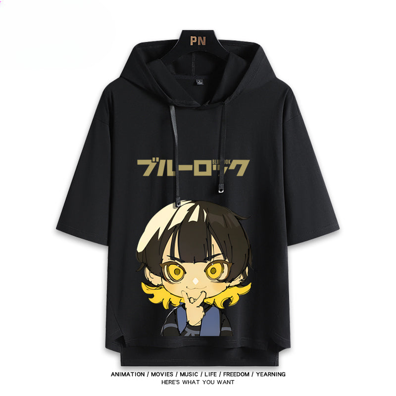 Unisex Anime Cos Short Sleeve Hooded T-Shirt