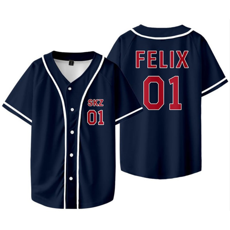 KPOP Digital Print Summer Thin Baseball Shirt