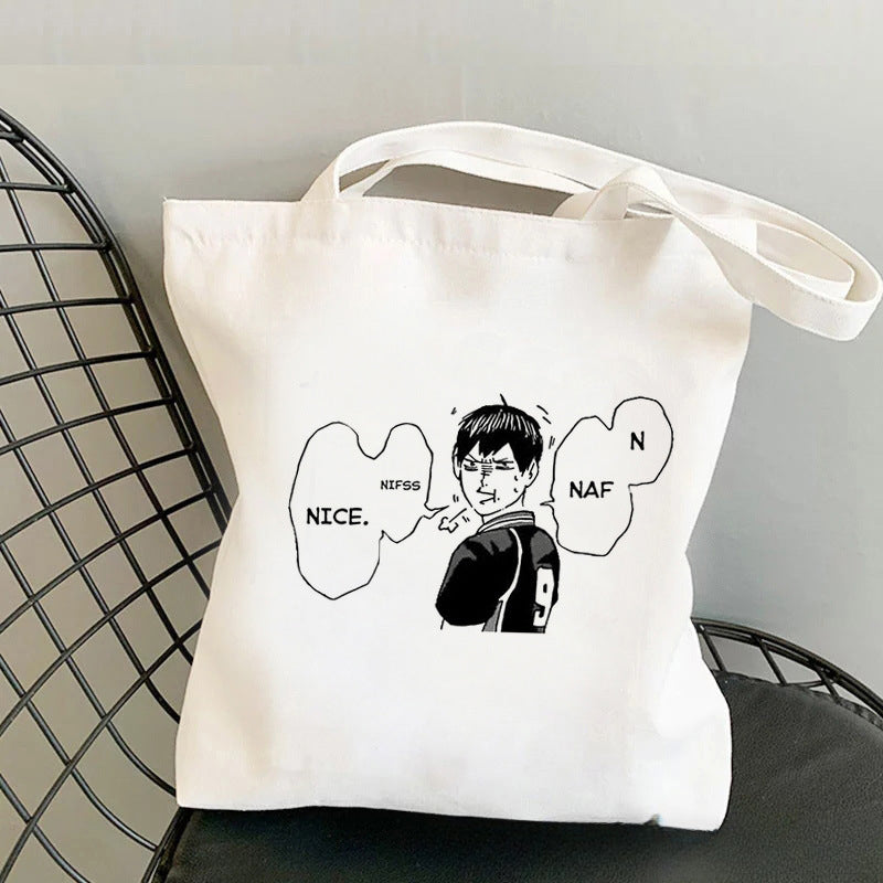 Trendy Anime Printed Canvas Shoulder Tote Bag