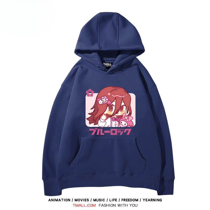 Cute Anime Printed Drawstring Hoodie