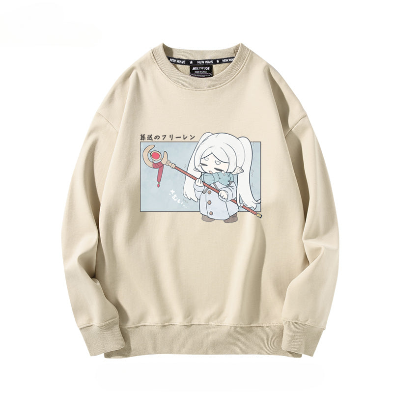Women's Anime Print Crew Neck Sweatshirt
