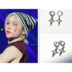 KPOP Fashion Style Hollow Four-pointed Star Earrings