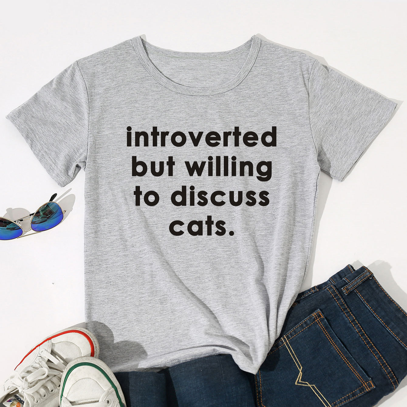 Introverted But Willing To Discuss Cats Graphic Tee