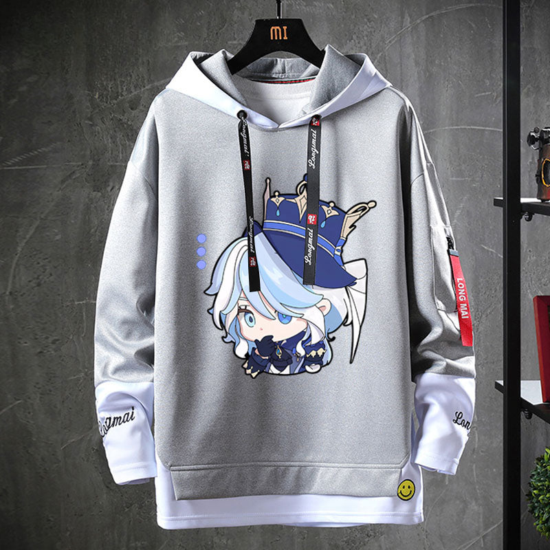 Unisex Game Furina Fake Two-piece Hoodie
