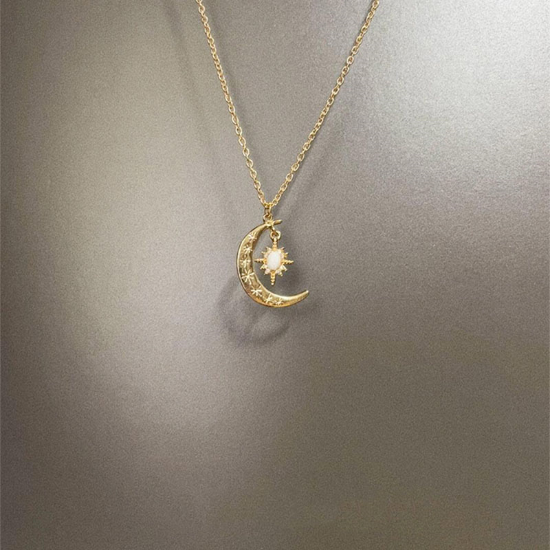 Delicate Minimalist Moon and Star Necklace