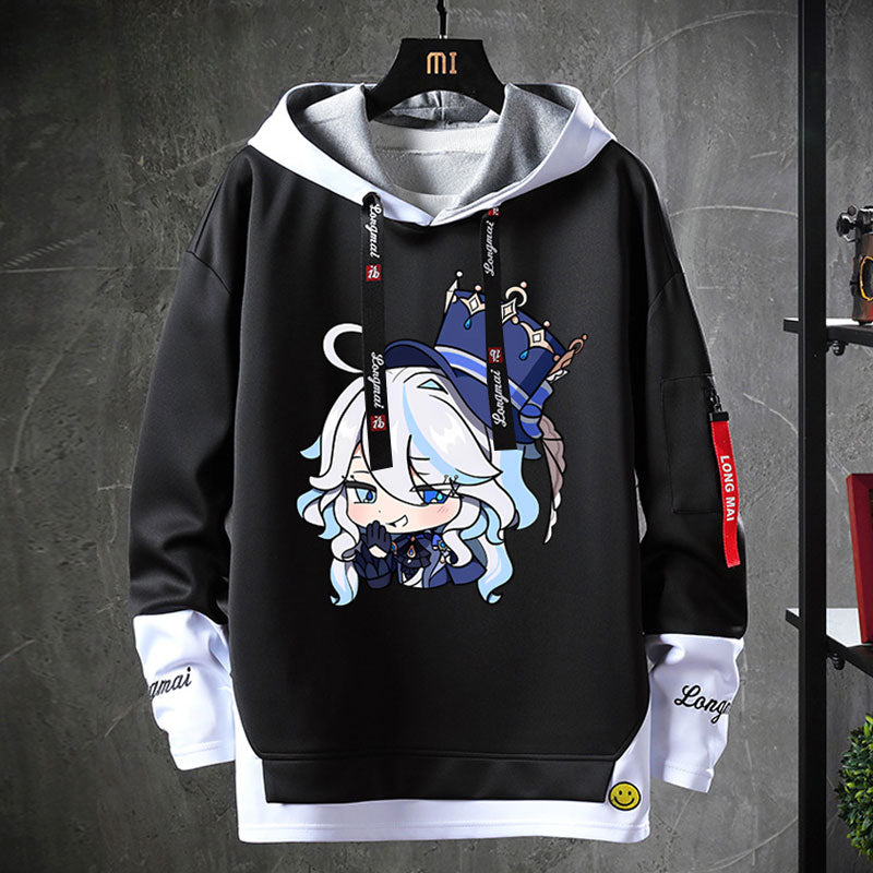 Unisex Game Furina Fake Two-piece Hoodie