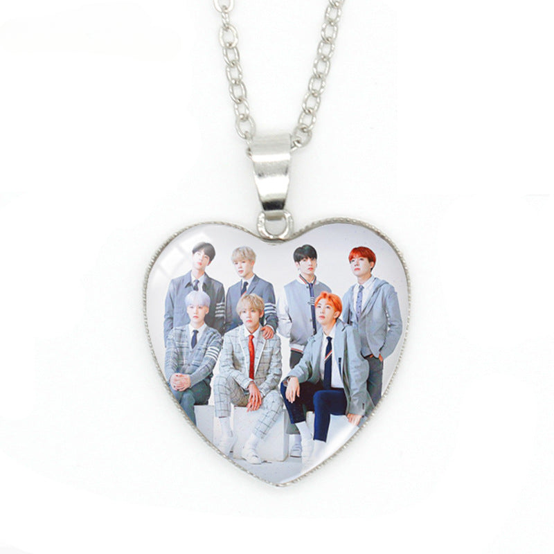 Chic Kpop Heart-shaped Gem Necklace