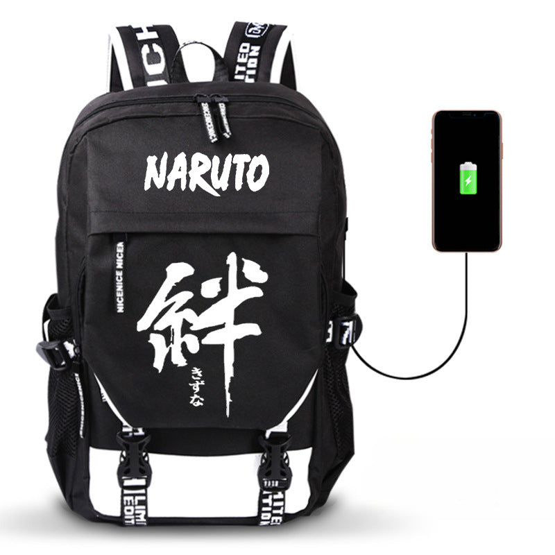 Trendy Anime Pattern Printed Black Backpack