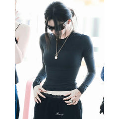 NingNing Same Style Long-sleeved Slim Top