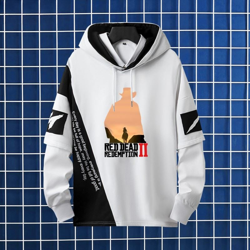 Men's Game Graphic Print Loose Pullover Hoodie