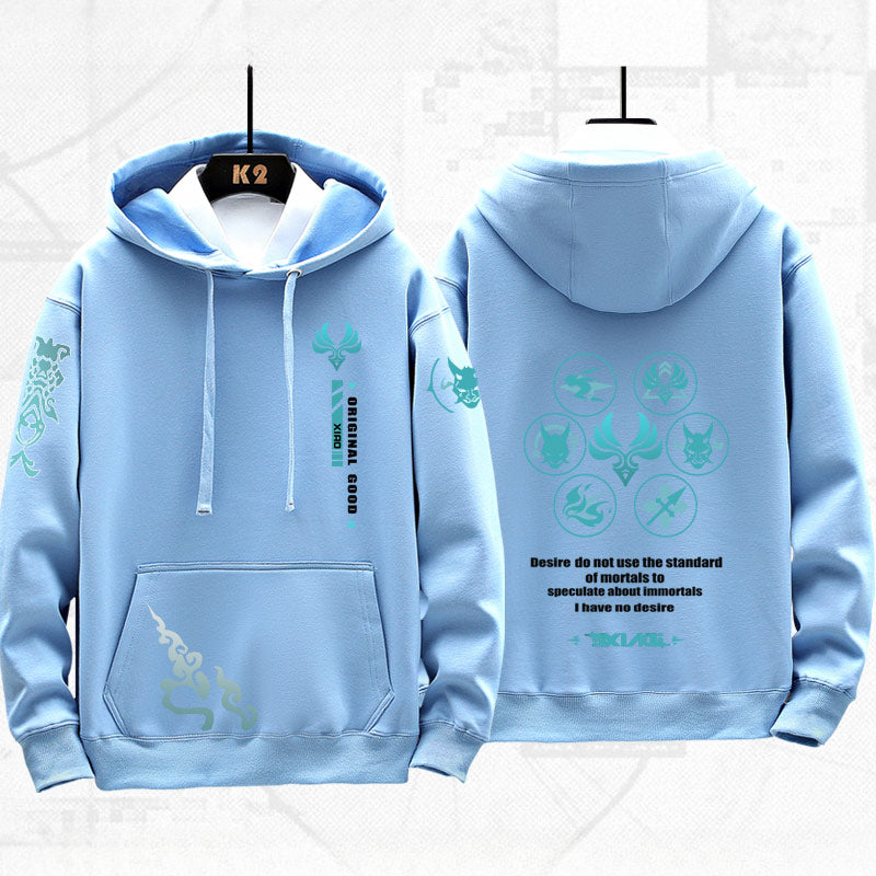 Unisex Xiao Game Print Casual Hoodie