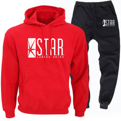 Casual Sports Star Laboratories Letter Print Hoodie and Pants Co-ords