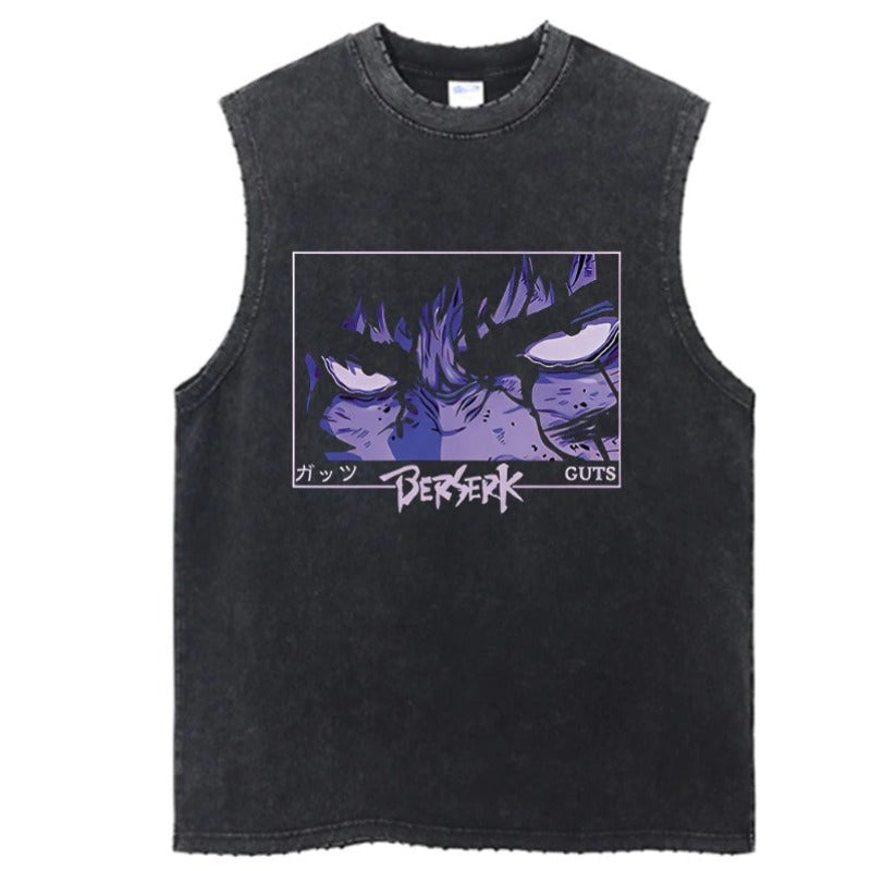 Trendy Men's Anime Print Washed Vest