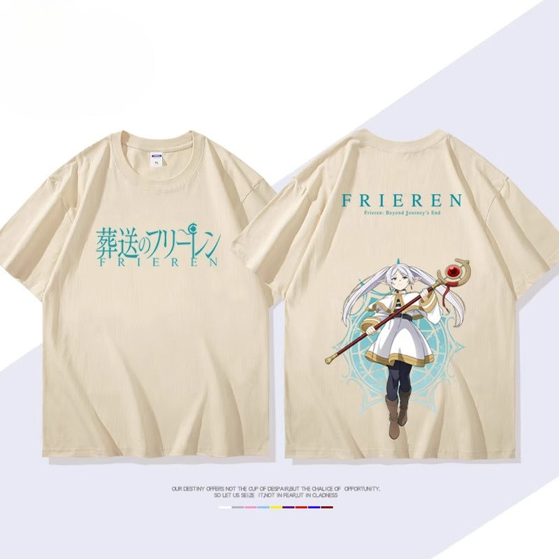 Trendy Anime Print Short-sleeved Cotton T-shirt