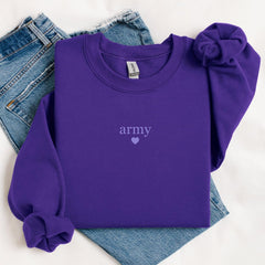 Purple Army Print Crewneck T-Shirt
