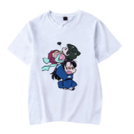 Girl's Anime Digital Print Short Sleeve T-Shirt