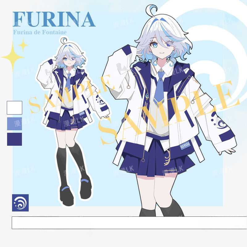Game Furina Cos Trench Coat Pants Set