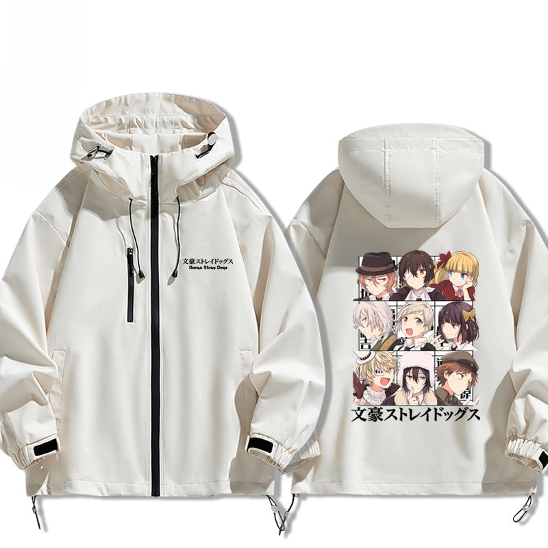Casual Anime Graphic Print Zipper Hooded Jacket