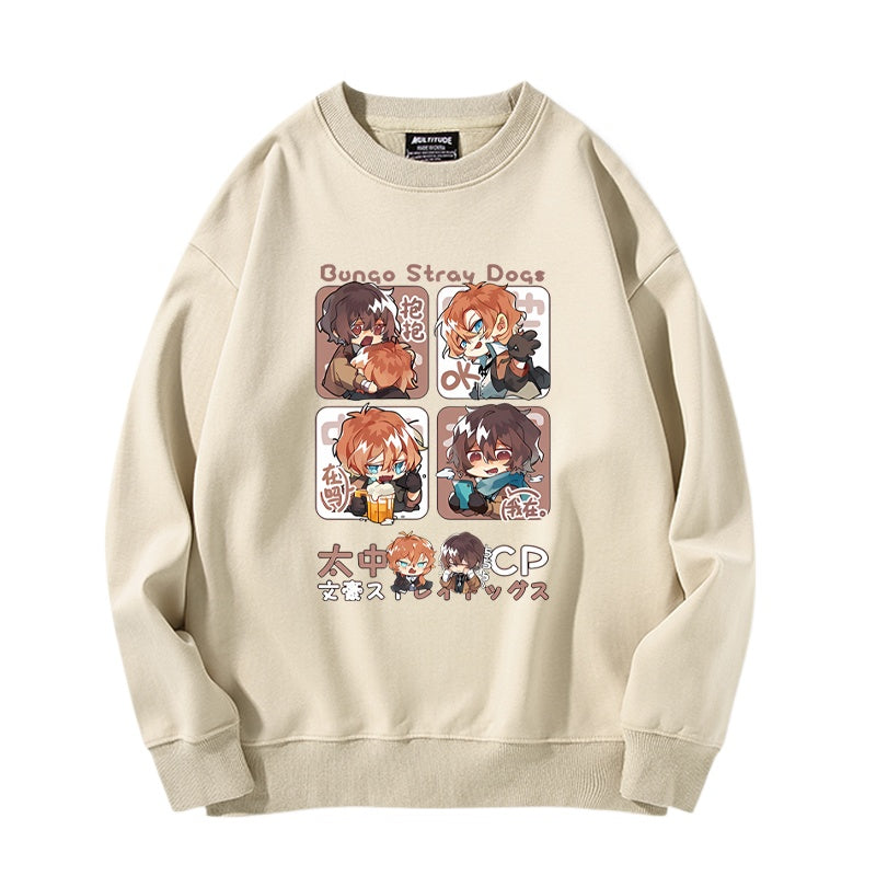 Casual Anime Dazai Graphic Loose Sweatshirt