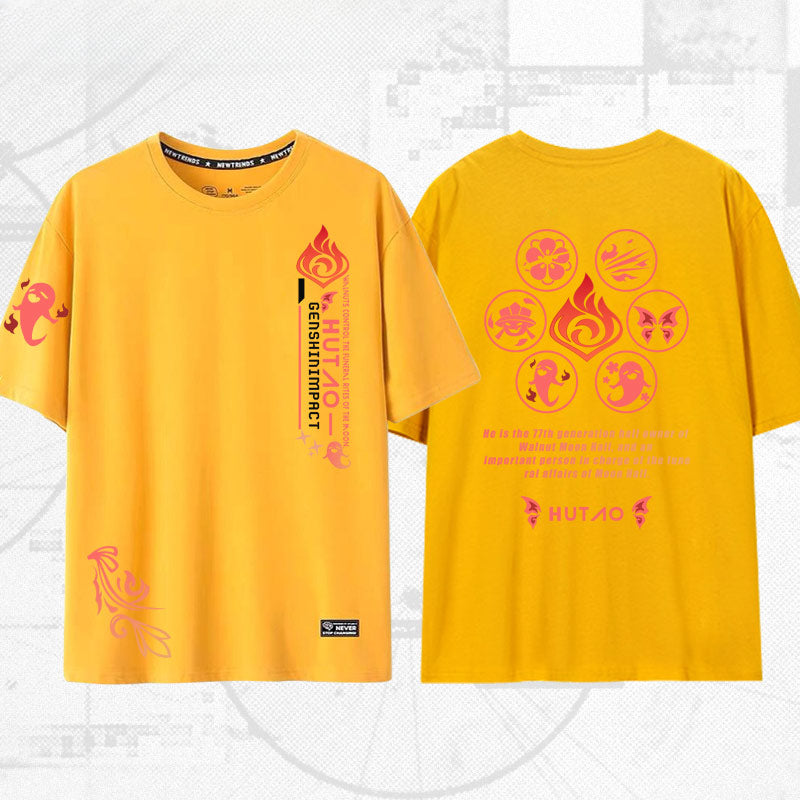 Unisex Game Hutao Casual Short-sleeved T-shirt