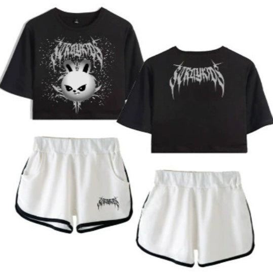 SKZ Women's Short-sleeved Crop Top Shorts