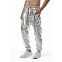 Trendy Men's Metal Shiny Disco Party Stretch Pants