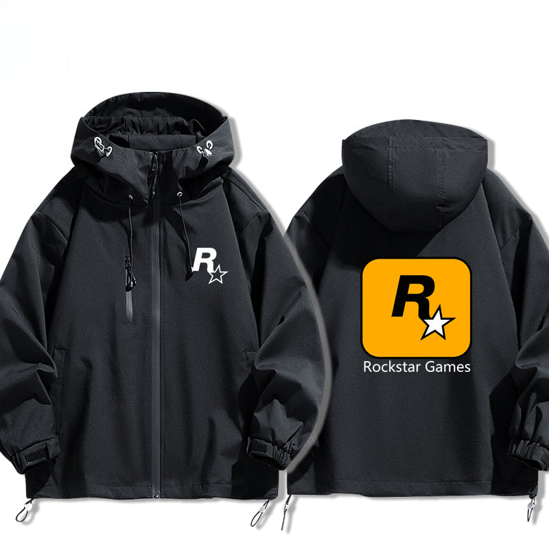 Game R Star Pattern Hooded Loose Jacket