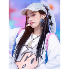 Minji Same Graphic Pullover Hoodie Top