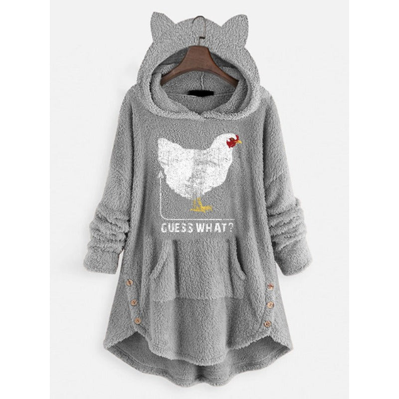 Women's Cat Ears Hooded Long-sleeved Coat