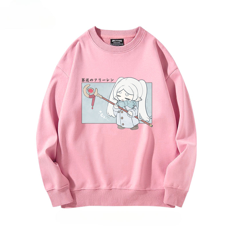 Women's Anime Print Crew Neck Sweatshirt