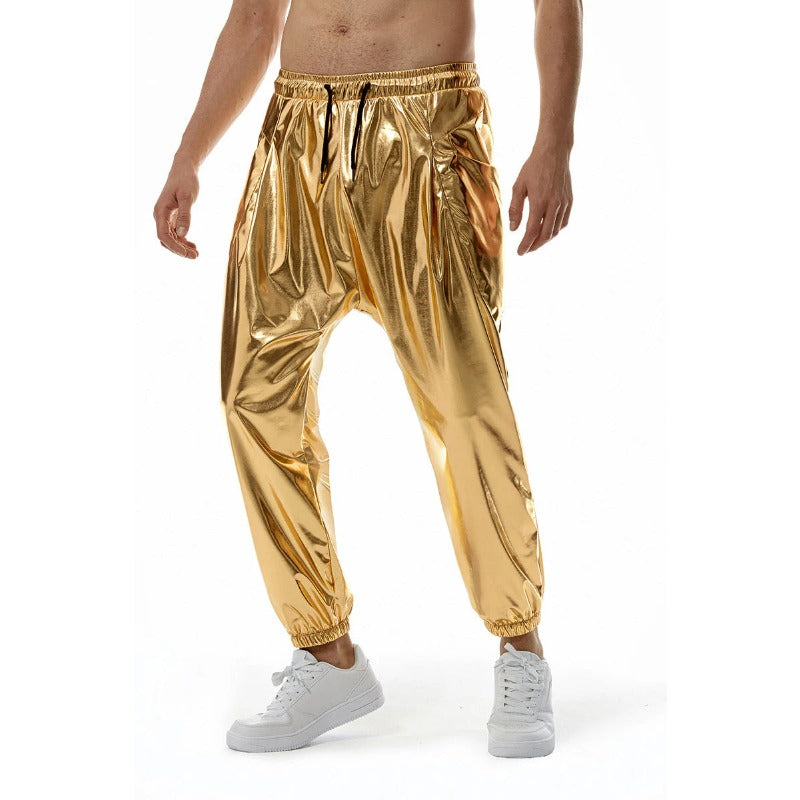 Trendy Men's Metal Shiny Disco Party Stretch Pants