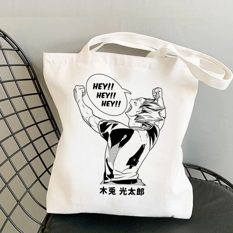 Trendy Anime Printed Canvas Shoulder Tote Bag