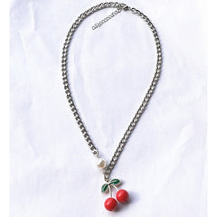 Kpop Style Cute Cherry Necklace