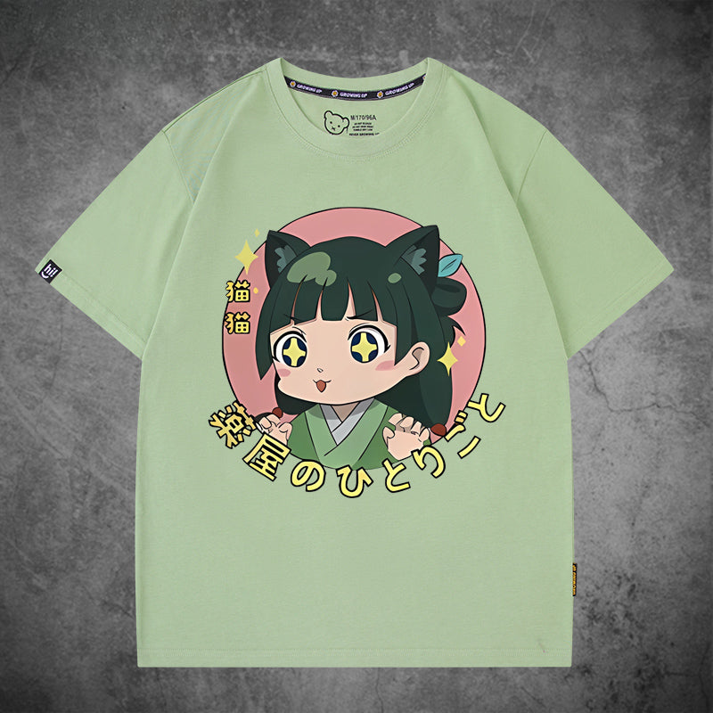 Girl's Anime Pattern Short Sleeve T-Shirt