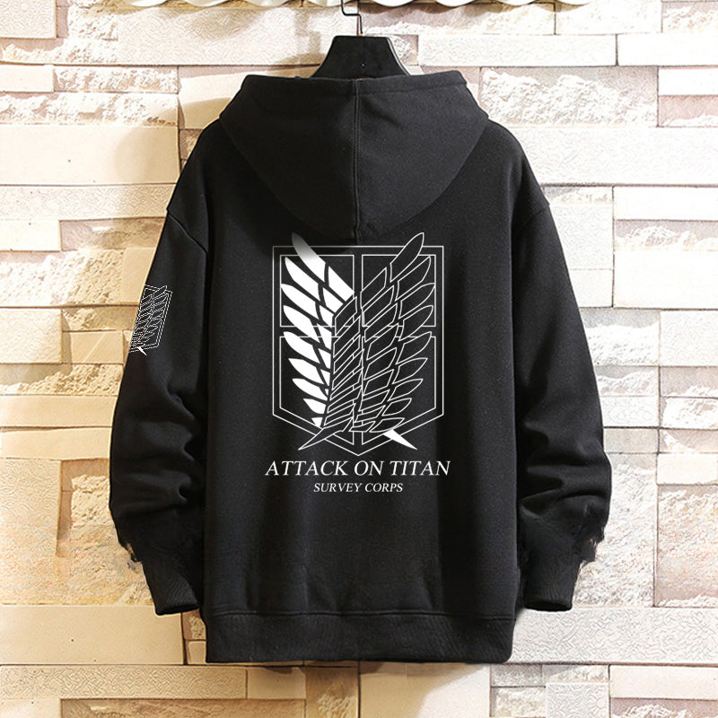 Trendy Anime Logo Hooded Zipper Cotton Coat