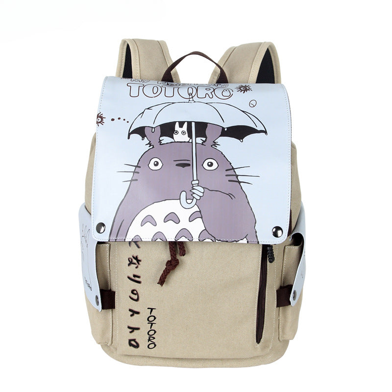 Trendy Anime Printed Canvas Backpack