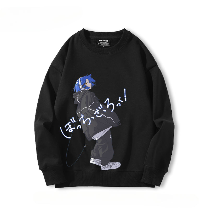 Casual Anime Graphic Crew Neck Sweatshirt
