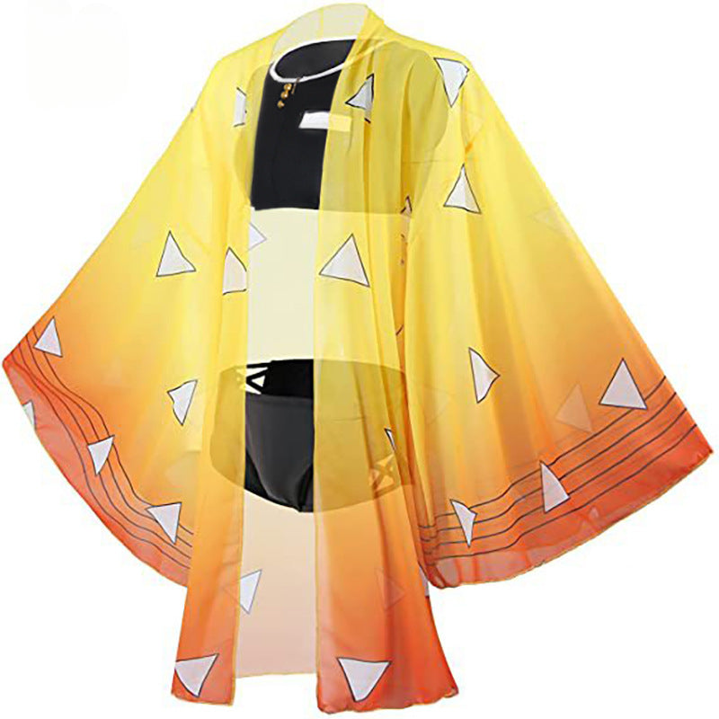 Women's Anime Cosplay Chiffon Swimsuit Cape Suit