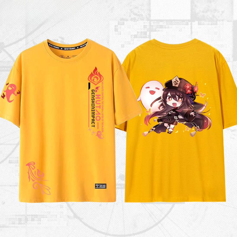 Unisex Game Hutao Casual Short-sleeved T-shirt