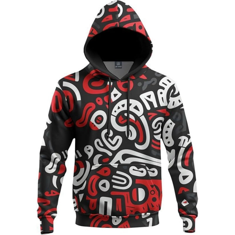 Splicing Pattern Digital Print Hoodie